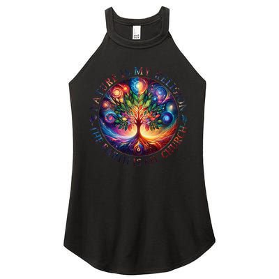 Nature Is My Religion The Earth Is My Church Mandala Tree Women's Perfect Tri Rocker Tank
