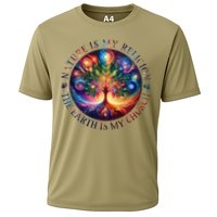 Nature Is My Religion The Earth Is My Church Mandala Tree Cooling Performance Crew T-Shirt