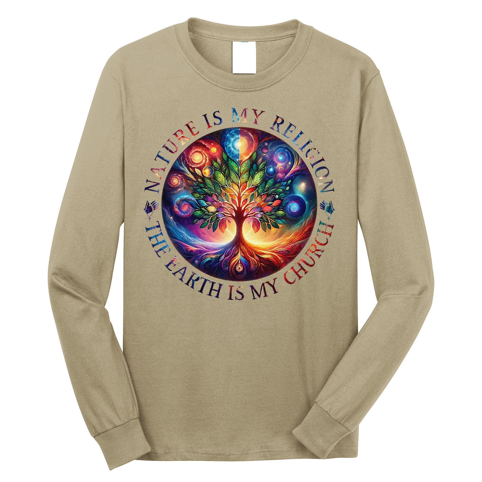 Nature Is My Religion The Earth Is My Church Mandala Tree Long Sleeve Shirt