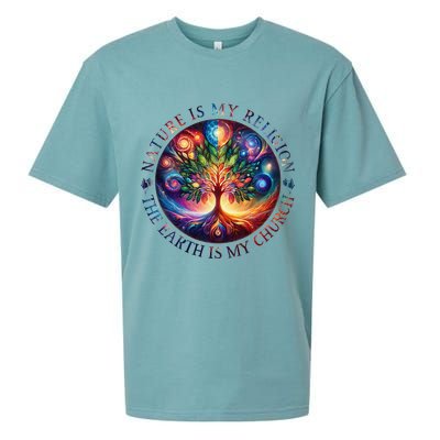 Nature Is My Religion The Earth Is My Church Mandala Tree Sueded Cloud Jersey T-Shirt