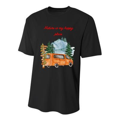 Nature Is My Happy Place Youth Performance Sprint T-Shirt