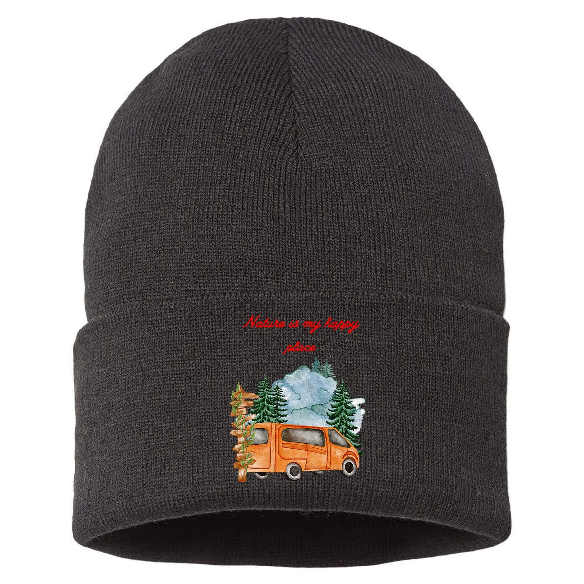 Nature Is My Happy Place Sustainable Knit Beanie
