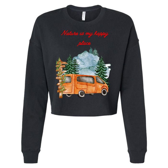 Nature Is My Happy Place Cropped Pullover Crew