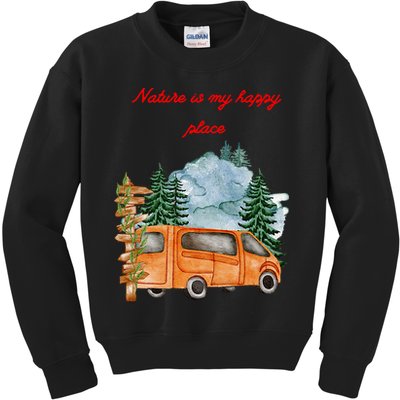Nature Is My Happy Place Kids Sweatshirt