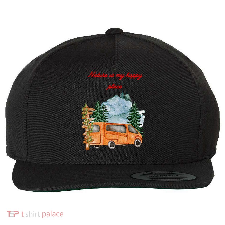 Nature Is My Happy Place Wool Snapback Cap