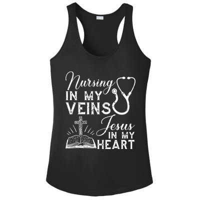 Nursing In My Veins Jesus In My Heart Nurse Gift Ladies PosiCharge Competitor Racerback Tank