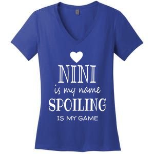 Nini Is My Name Funny Nini Graphic Funny Gift For Nini Grandma Gift Women's V-Neck T-Shirt