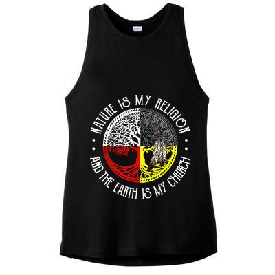 Nature is My Religion and The Earth is My Church Ladies PosiCharge Tri-Blend Wicking Tank