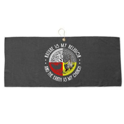 Nature is My Religion and The Earth is My Church Large Microfiber Waffle Golf Towel