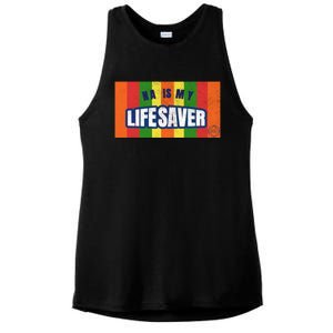 Na Is My Lifesaver Pop Art Narcotics Anonymous Aa Funny Gift Ladies PosiCharge Tri-Blend Wicking Tank