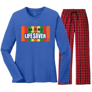 Na Is My Lifesaver Pop Art Narcotics Anonymous Aa Funny Gift Women's Long Sleeve Flannel Pajama Set 