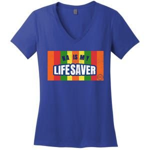 Na Is My Lifesaver Pop Art Narcotics Anonymous Aa Funny Gift Women's V-Neck T-Shirt