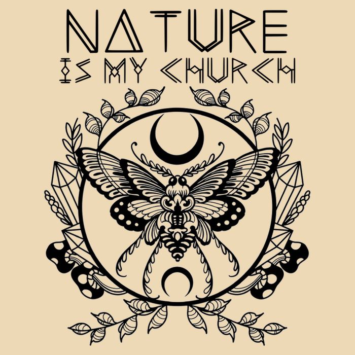 Nature Is My Church Moon Moth Witchcraft Wiccan Witch Drawstring Bag