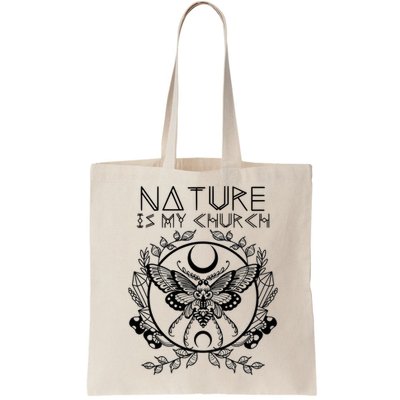 Nature Is My Church Moon Moth Witchcraft Wiccan Witch Bag