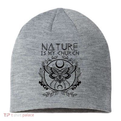 Nature Is My Church Moon Moth Witchcraft Wiccan Witch Sustainable Beanie