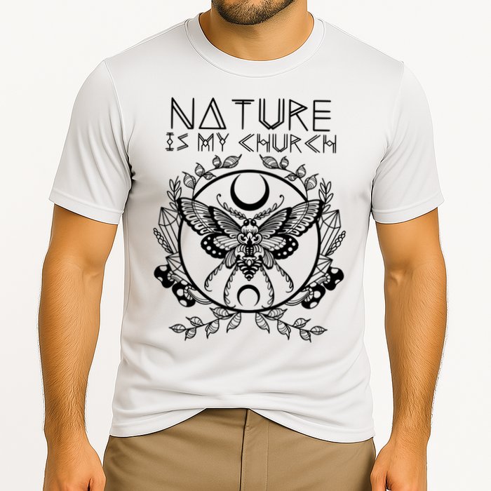 Nature Is My Church Moon Moth Witchcraft Wiccan Witch Performance Shirt
