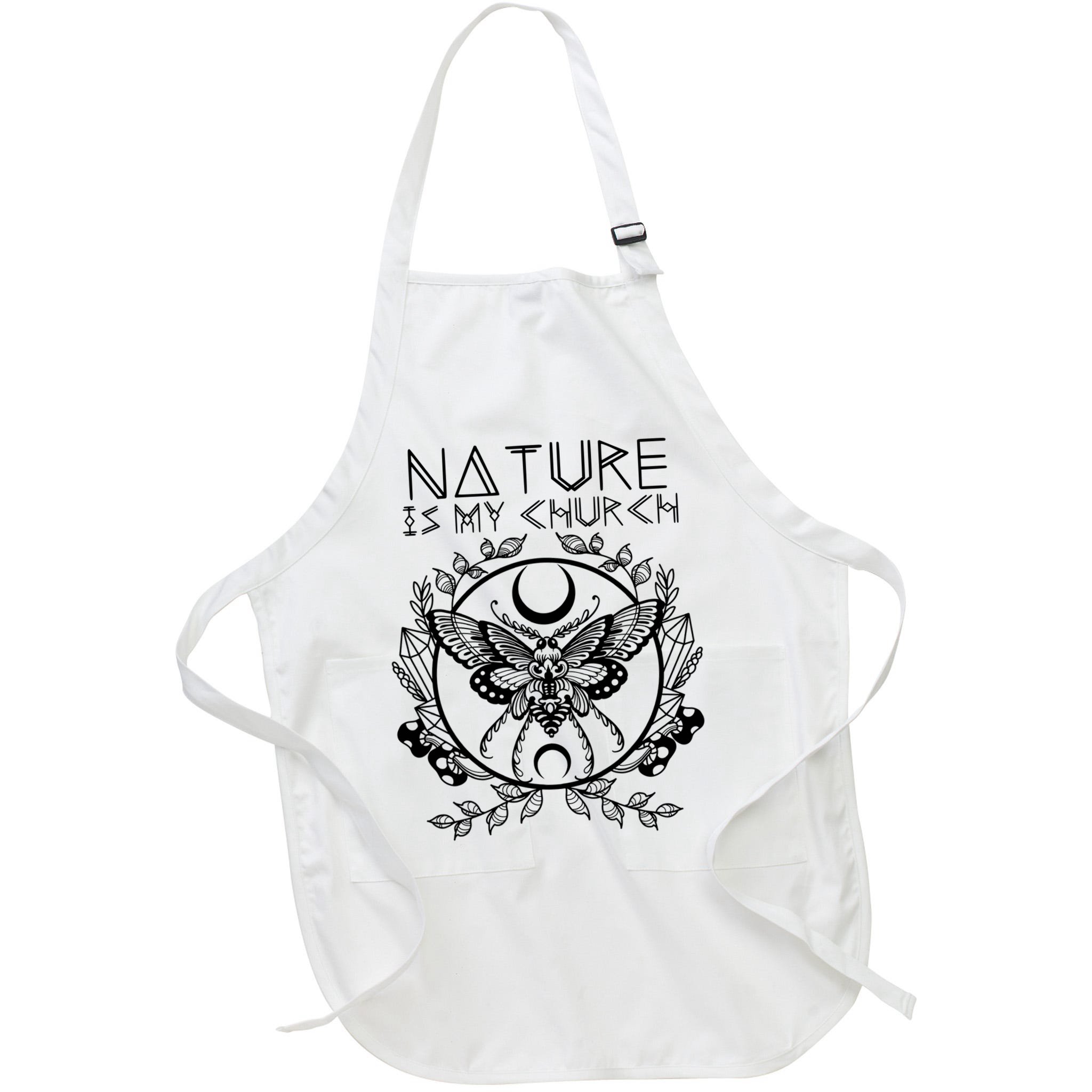 Nature Is My Church Moon Moth Witchcraft Wiccan Witch Apron