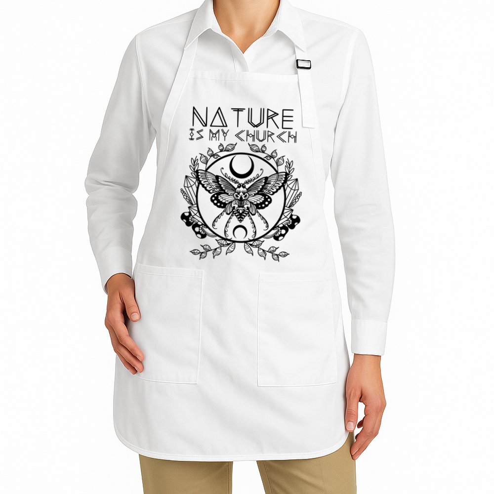 Nature Is My Church Moon Moth Witchcraft Wiccan Witch Apron