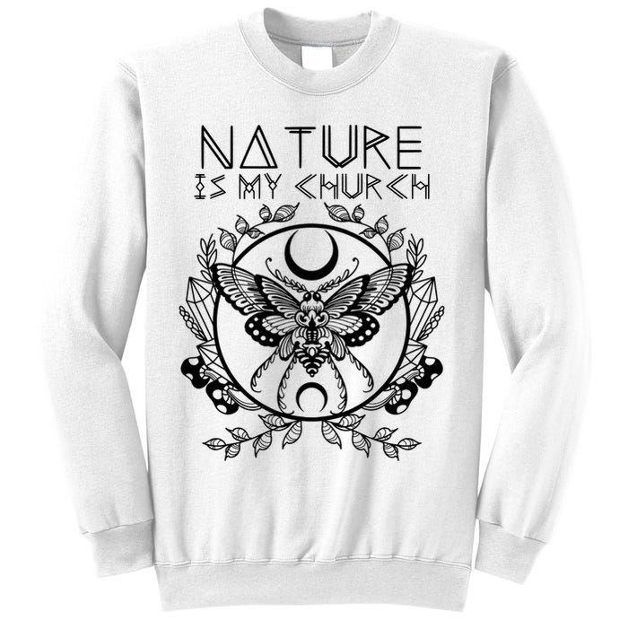 Nature Is My Church Moon Moth Witchcraft Wiccan Witch Sweatshirt