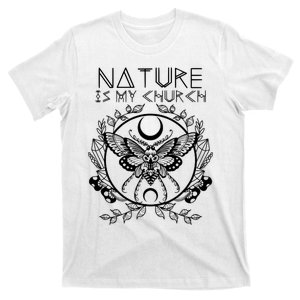 Nature Is My Church Moon Moth Witchcraft Wiccan Witch T-Shirt