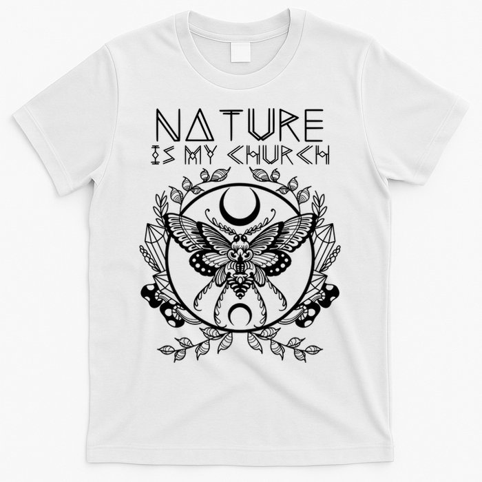 Nature Is My Church Moon Moth Witchcraft Wiccan Witch T-Shirt