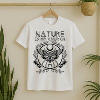 Nature Is My Church Moon Moth Witchcraft Wiccan Witch T-Shirt