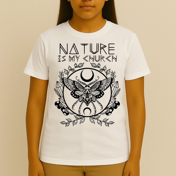 Nature Is My Church Moon Moth Witchcraft Wiccan Witch T-Shirt