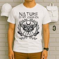 Nature Is My Church Moon Moth Witchcraft Wiccan Witch T-Shirt
