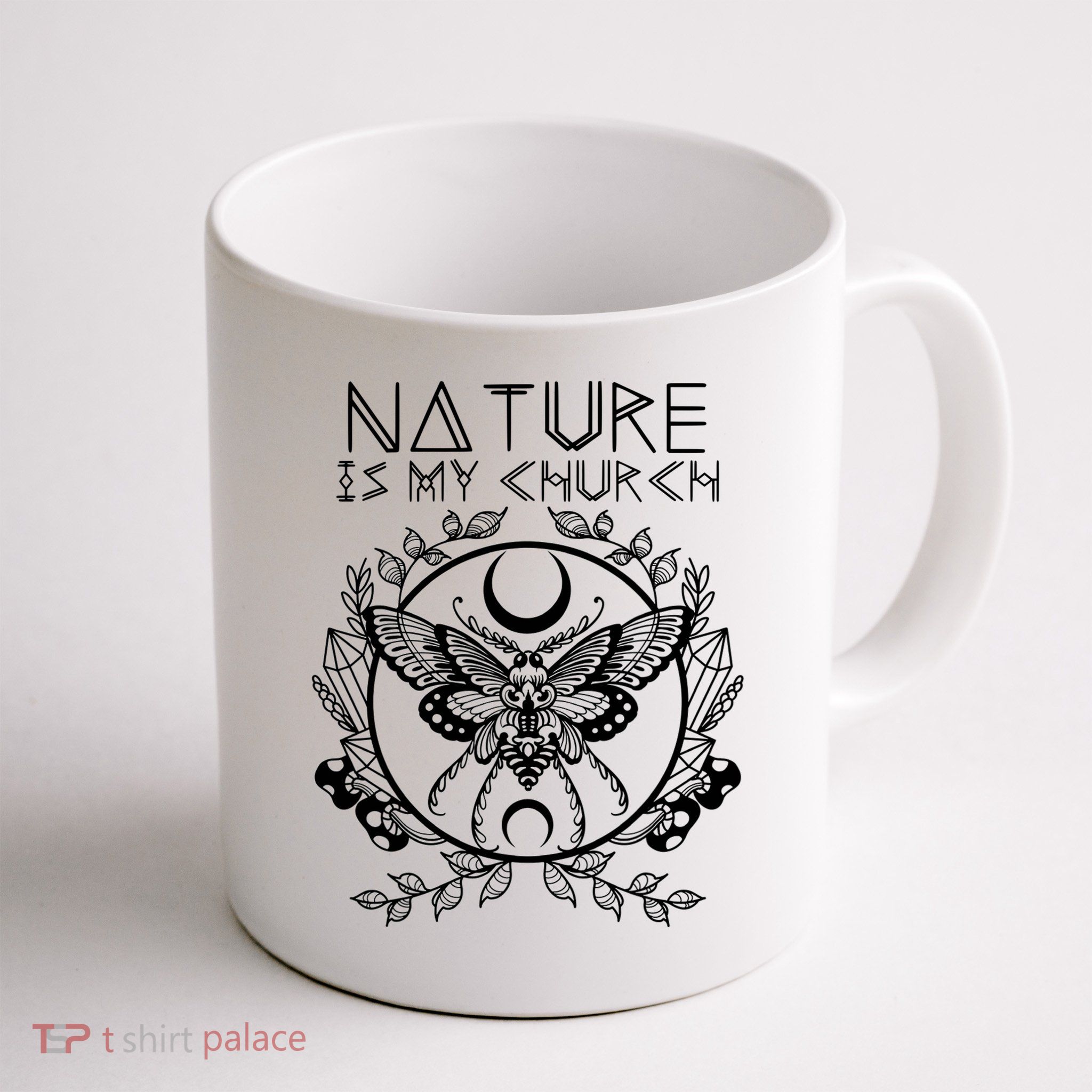Nature Is My Church Moon Moth Witchcraft Wiccan Witch Mug