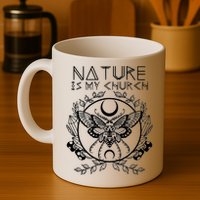 Nature Is My Church Moon Moth Witchcraft Wiccan Witch Mug