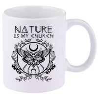 Nature Is My Church Moon Moth Witchcraft Wiccan Witch 11oz C Handle Ceramic Mug
