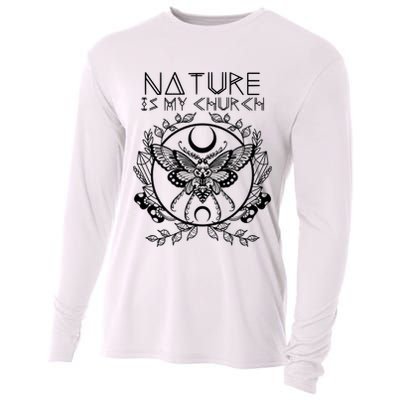 Nature Is My Church Moon Moth Witchcraft Wiccan Witch Cooling Performance Long Sleeve Crew