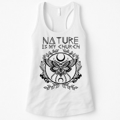Nature Is My Church Moon Moth Witchcraft Wiccan Witch Womens Tank Top