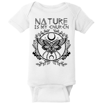 Nature Is My Church Moon Moth Witchcraft Wiccan Witch Baby Bodysuit
