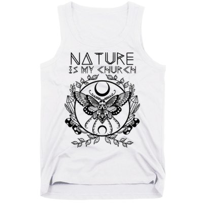 Nature Is My Church Moon Moth Witchcraft Wiccan Witch Tank Top