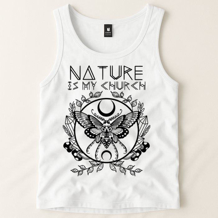 Nature Is My Church Moon Moth Witchcraft Wiccan Witch Tank Top