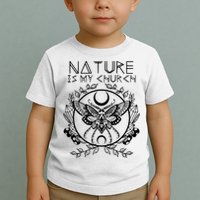Nature Is My Church Moon Moth Witchcraft Wiccan Witch Toddler T-Shirt