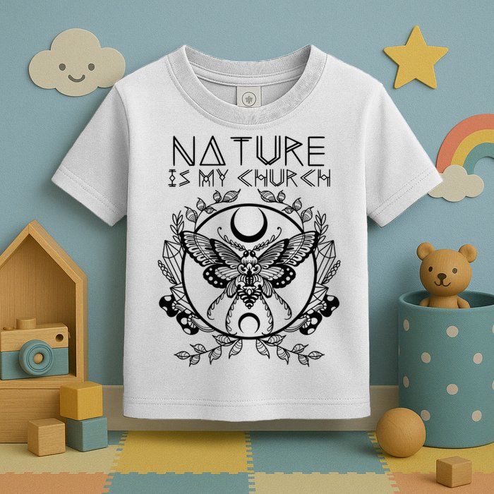 Nature Is My Church Moon Moth Witchcraft Wiccan Witch Toddler T-Shirt
