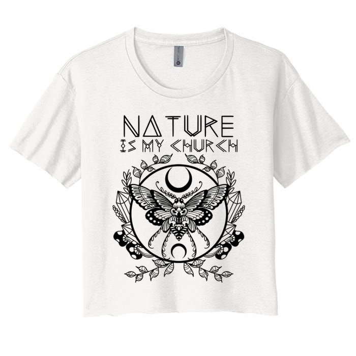 Nature Is My Church Moon Moth Witchcraft Wiccan Witch Crop Top