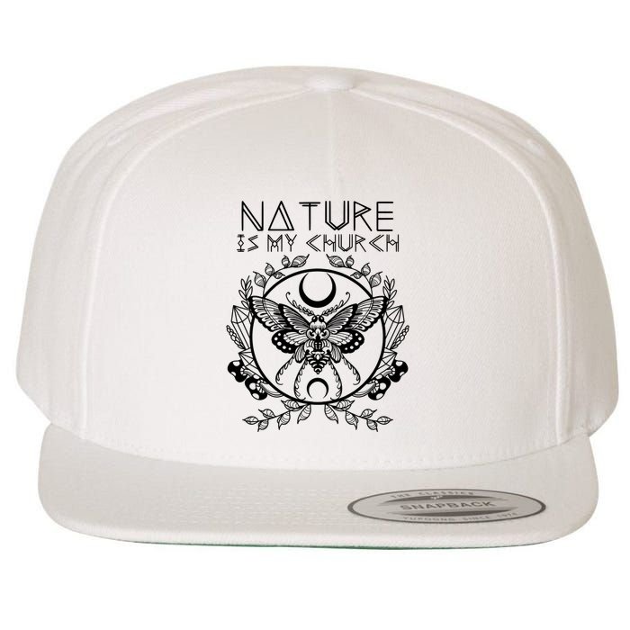 Nature Is My Church Moon Moth Witchcraft Wiccan Witch Wool Snapback Cap