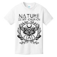 Nature Is My Church Moon Moth Witchcraft Wiccan Witch Kids T-Shirt