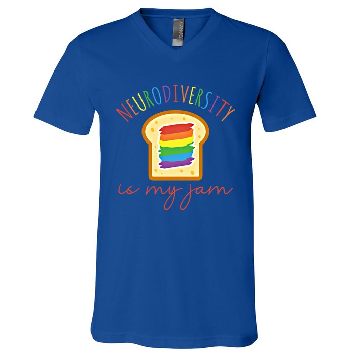 Neurodiversity Is My Jam Embrace Autism Awareness Acceptance Gift V-Neck T-Shirt