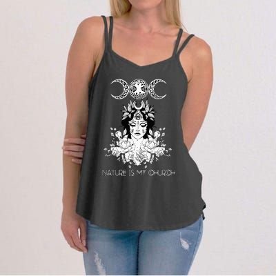 Nature Is My Church Crescent Moon Witchcraft Wiccan Witch Women's Strappy Tank