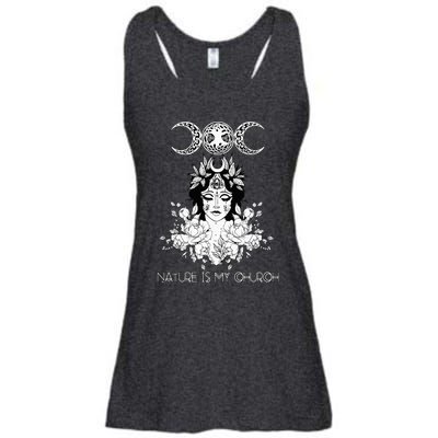 Nature Is My Church Crescent Moon Witchcraft Wiccan Witch Ladies Essential Flowy Tank