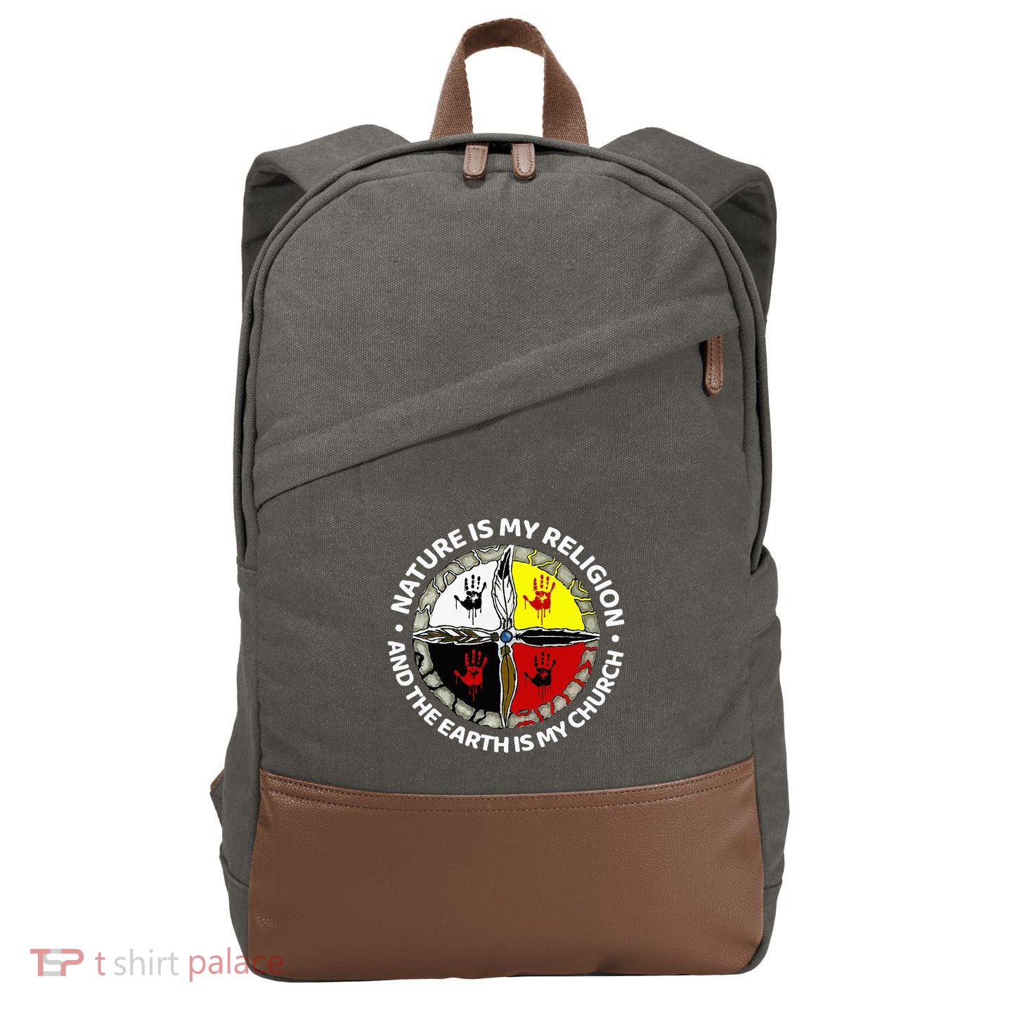 Nature Is My Religion And The Earth Is My Church Cotton Canvas Backpack