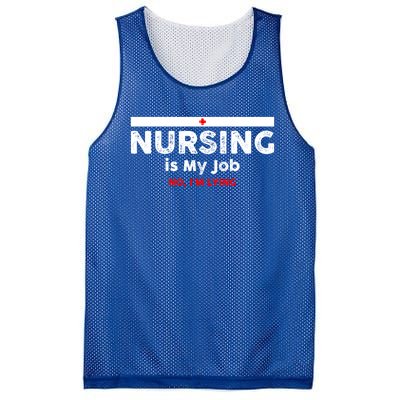 Nursing Is My Job Fun Vintage Nurse Fool's Day April Lying Gift Mesh Reversible Basketball Jersey Tank