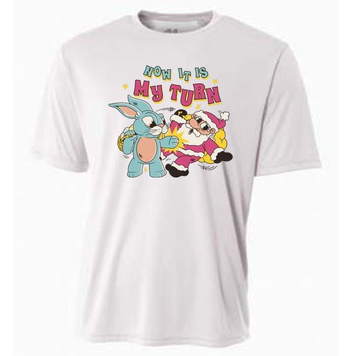 Now It's My Turn Funny Holiday Easter Bunny Santa Cooling Performance Crew T-Shirt