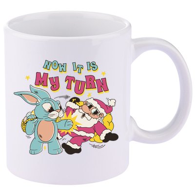 Now It's My Turn Funny Holiday Easter Bunny Santa 11oz C Handle Ceramic Mug