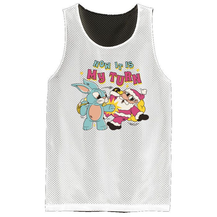 Now It's My Turn Funny Holiday Easter Bunny Santa Mesh Reversible Basketball Jersey Tank