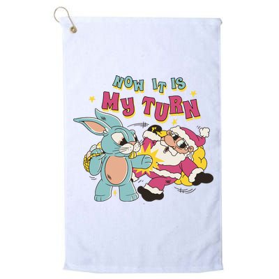 Now It's My Turn Funny Holiday Easter Bunny Santa Golf Towel